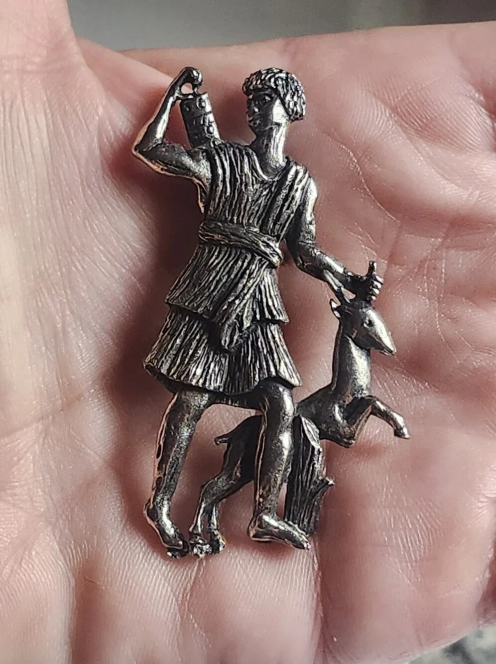 Vtg Silver Tone Figural Brooch 